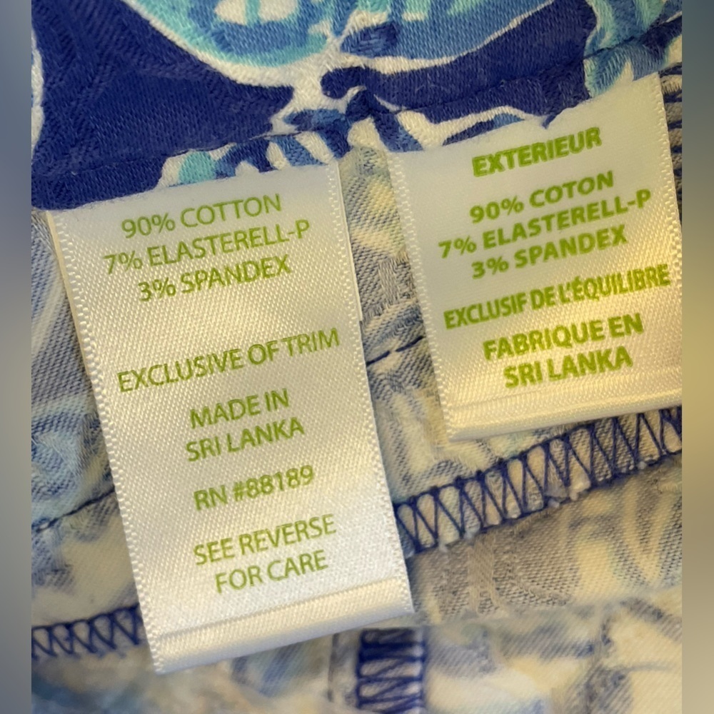 Lilly Pulitzer Kelly Textured Skinny Ankle Pant Get Trunky Blue Elephants 10 - Picture 4 of 6